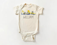 Personalized Construction Baby Shirt, Custom Equipment Outfit