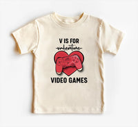 Boys Valentine’s Day Baby Bodysuit, Funny "V is for Video Games" Kids Outfit