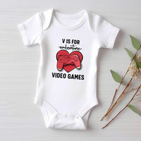 Boys Valentine’s Day Baby Bodysuit, Funny "V is for Video Games" Kids Outfit