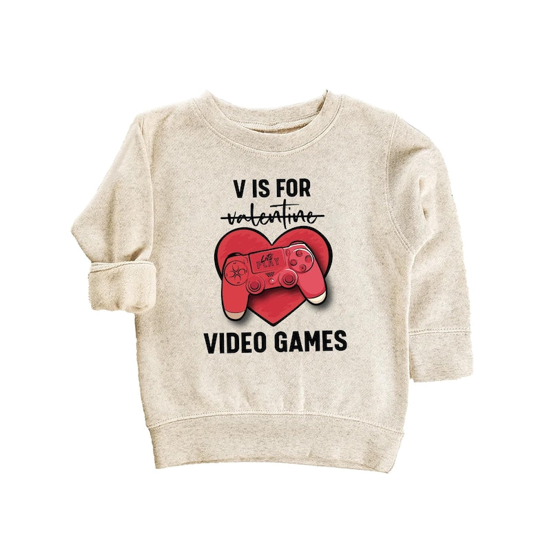 Boys Valentine’s Day Baby Bodysuit, Funny "V is for Video Games" Kids Outfit