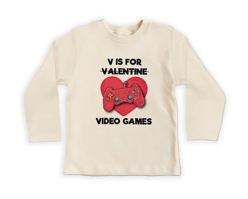 Boys Valentine’s Day Baby Bodysuit, Funny "V is for Video Games" Kids Outfit