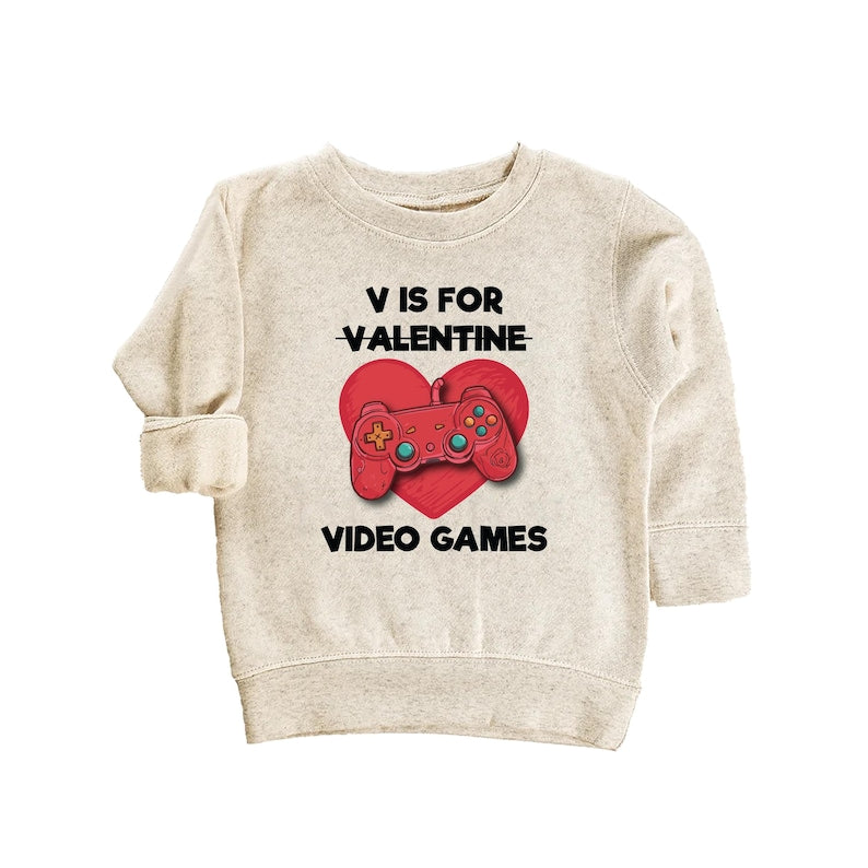 Boys Valentine’s Day Baby Bodysuit, Funny "V is for Video Games" Kids Outfit