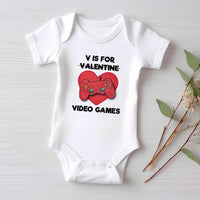 Boys Valentine’s Day Baby Bodysuit, Funny "V is for Video Games" Kids Outfit