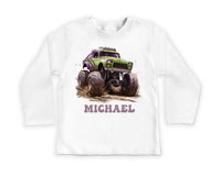 Personalized Monster Truck Baby Shirt, Custom Kids Name Birthday Gift