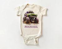 Personalized Monster Truck Baby Shirt, Custom Kids Name Birthday Gift