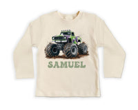 Personalized Monster Truck Baby Shirt, Custom Kids Name Birthday Gift