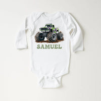 Personalized Monster Truck Baby Shirt, Custom Kids Name Birthday Gift