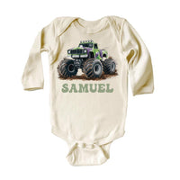 Personalized Monster Truck Baby Shirt, Custom Kids Name Birthday Gift