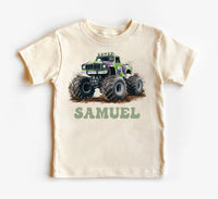 Personalized Monster Truck Baby Shirt, Custom Kids Name Birthday Gift