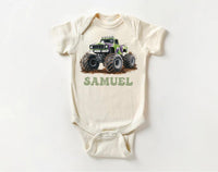 Personalized Monster Truck Baby Shirt, Custom Kids Name Birthday Gift