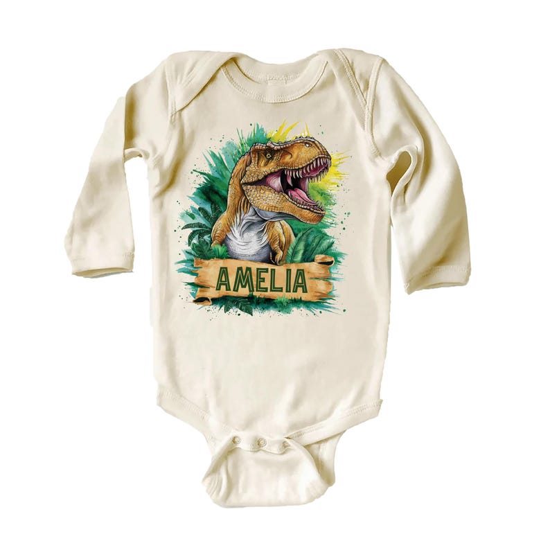 Personalized Dinosaur Baby Sweatshirt, Custom Name T-Rex Kids Outfit
