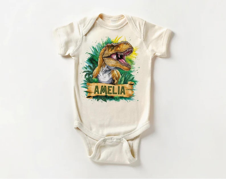 Personalized Dinosaur Baby Sweatshirt, Custom Name T-Rex Kids Outfit