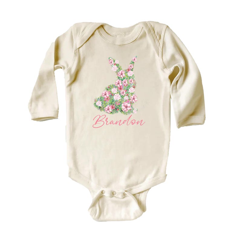 Personalized Girls Easter Baby Bodysuit, Spring Outfit for Girls