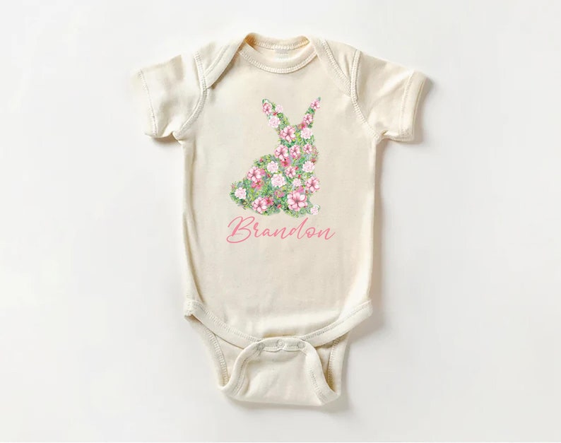 Personalized Girls Easter Baby Bodysuit, Spring Outfit for Girls