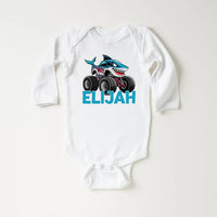 Monster Truck Baby Bodysuit, Personalized Kids Outfit for Truck Lovers