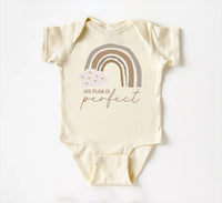 His Plan Is Perfect Baby Bodysuit, Rainbow Christian Baby Outfit
