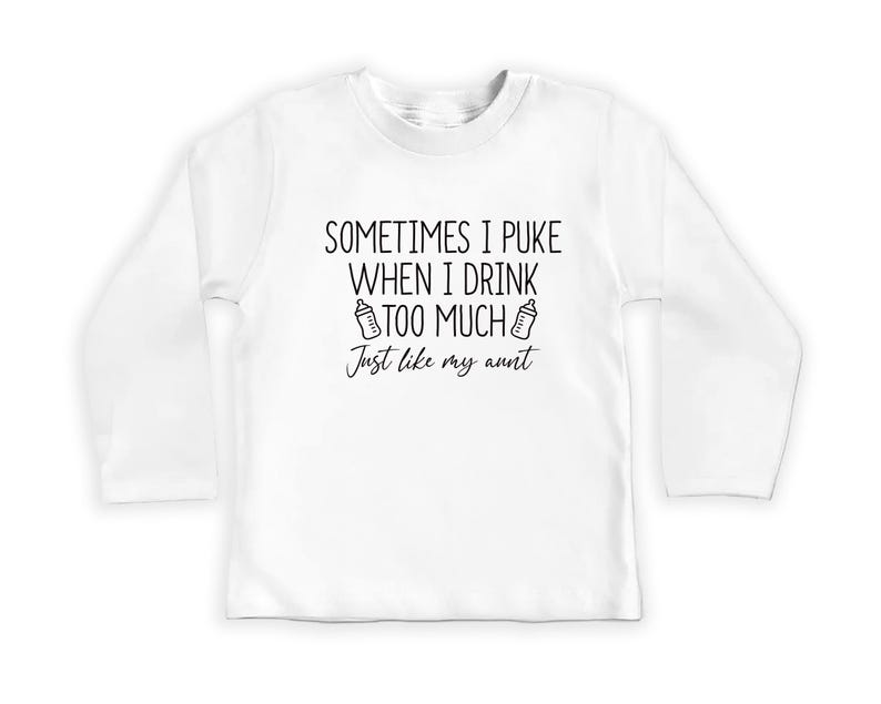 Sometimes I Puke When I Drink Too Much Baby Bodysuit, Baby Shower Gift from Auntie