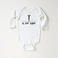 Personalized "Letter Is For Name" Baby Bodysuit, Vintage Keepsake Outfit for Kids