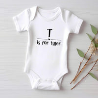 Personalized "Letter Is For Name" Baby Bodysuit, Vintage Keepsake Outfit for Kids