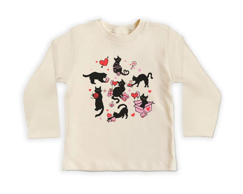 Black Cat Valentine's Day Baby Sweatshirt, Adorable Valentine's Day Gift