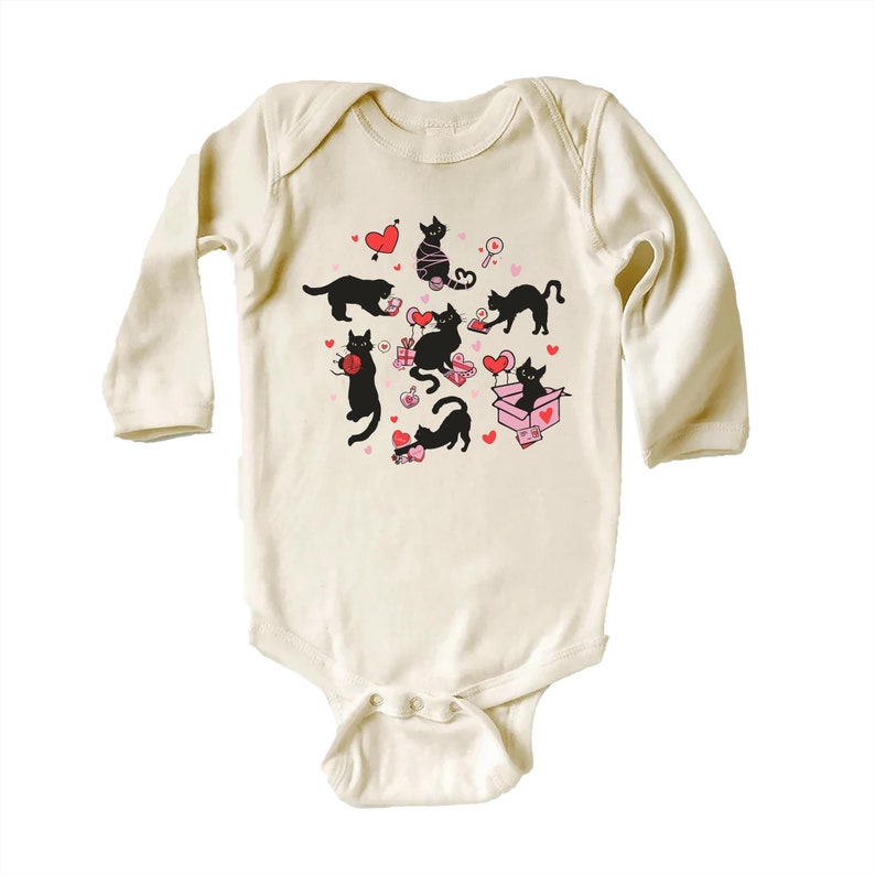 Black Cat Valentine's Day Baby Sweatshirt, Adorable Valentine's Day Gift