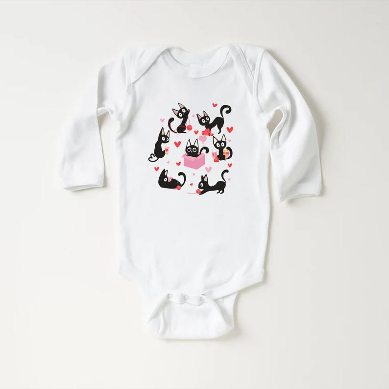 Black Cat Valentine's Day Baby Sweatshirt, Adorable Valentine's Day Gift