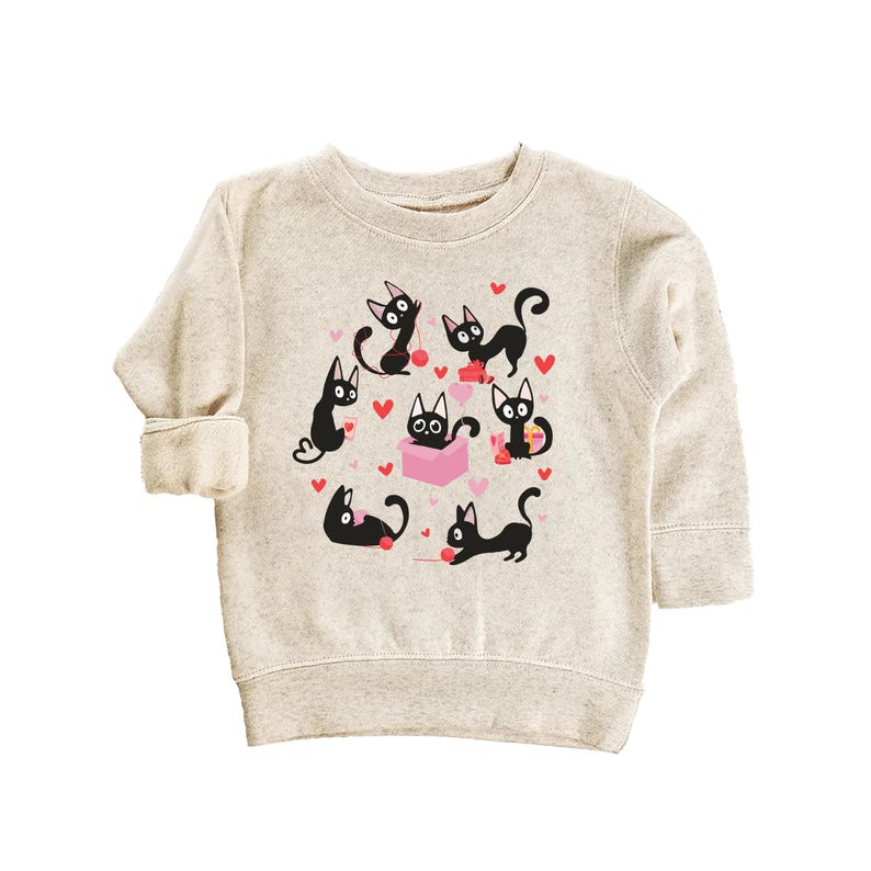 Black Cat Valentine's Day Baby Sweatshirt, Adorable Valentine's Day Gift