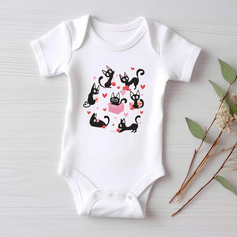 Black Cat Valentine's Day Baby Sweatshirt, Adorable Valentine's Day Gift