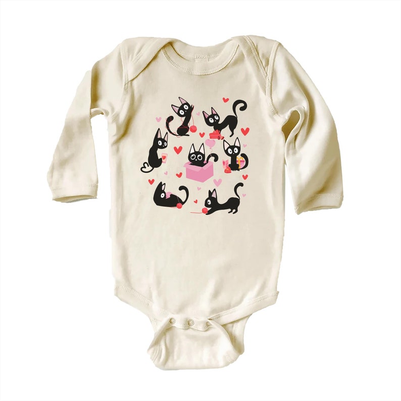 Black Cat Valentine's Day Baby Sweatshirt, Adorable Valentine's Day Gift