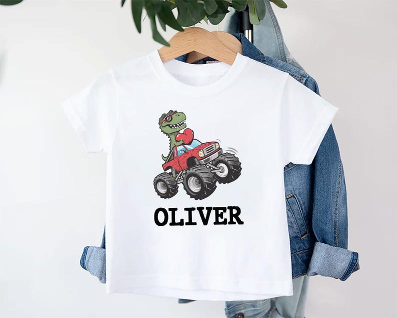 Personalized Dino Valentine Baby Shirt, Cute Dinosaur Kids Gift