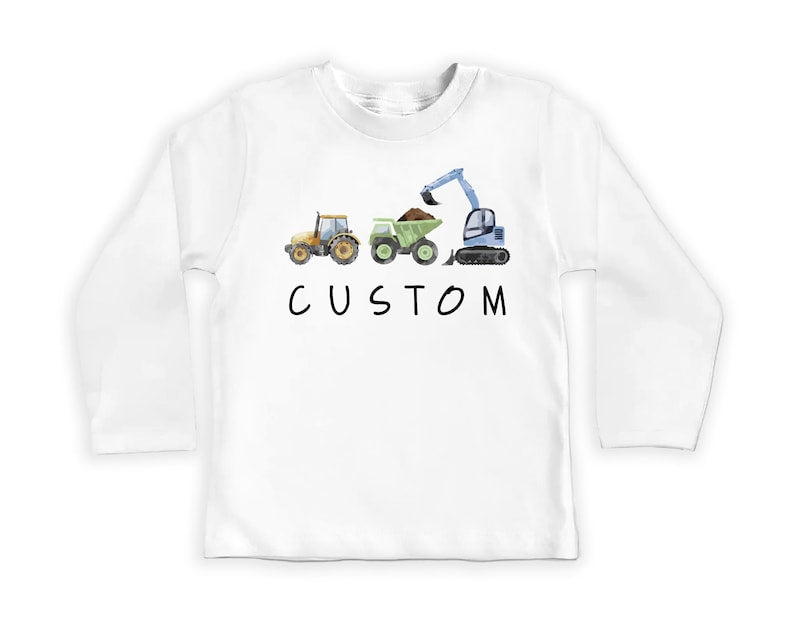 Personalized Construction Baby Shirt, Custom Dump Truck Boys Outfit