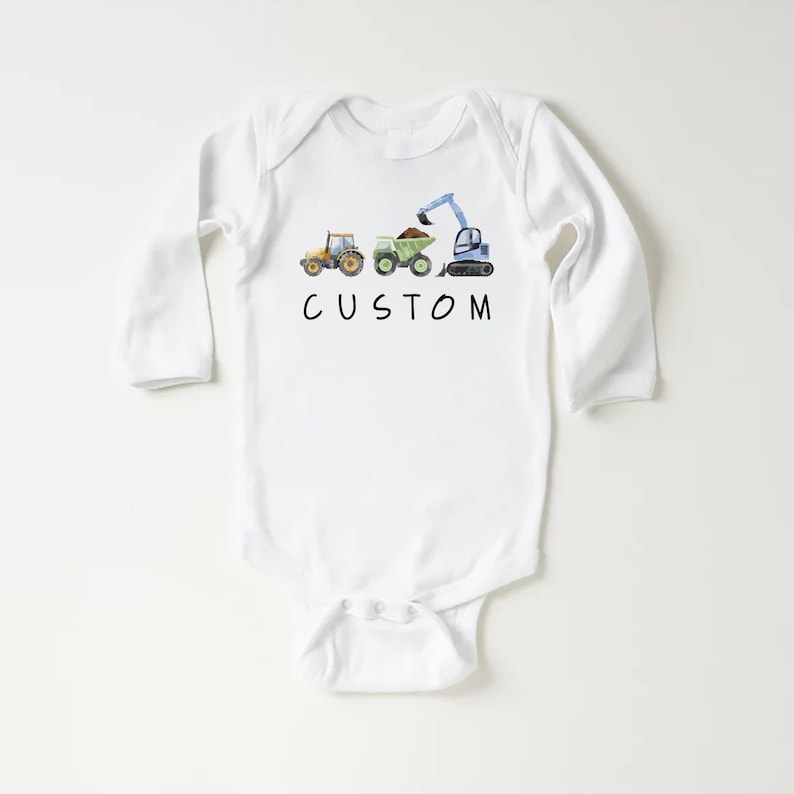 Personalized Construction Baby Shirt, Custom Dump Truck Boys Outfit