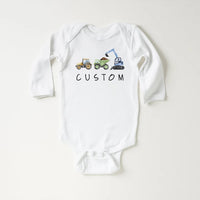 Personalized Construction Baby Shirt, Custom Dump Truck Boys Outfit