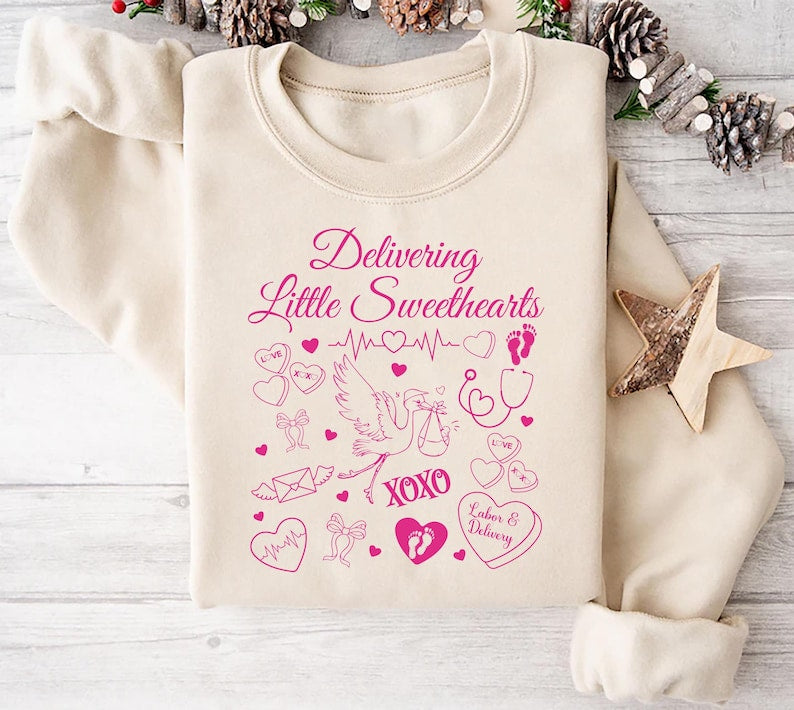 Labor and Delivery Nurse Sweatshirt, Valentine Day L & D Nurse Sweatshirt