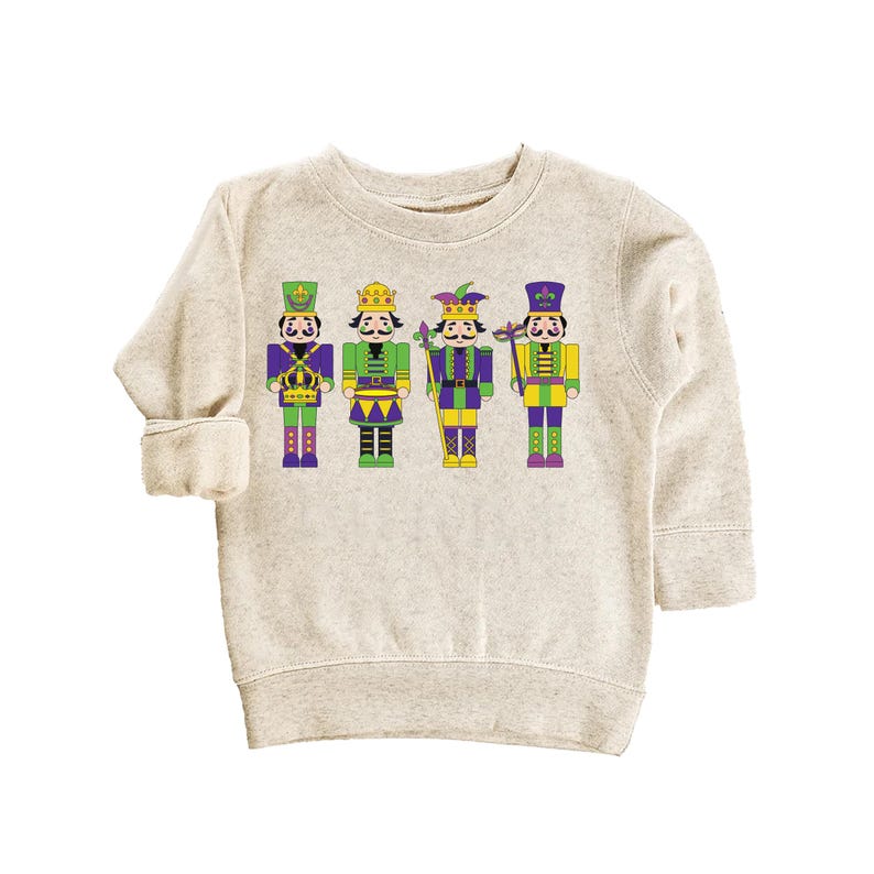Nutcracker Mardi Gras Baby Sweatshirt, Adorable Mardi Gras Kids Outfit Celebrations