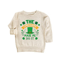 The Leprechaun Made Me Do It Baby Sweatshirt, Cute Saint Patrick's Day Kids Outfit
