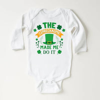 The Leprechaun Made Me Do It Baby Sweatshirt, Cute Saint Patrick's Day Kids Outfit