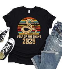 Vintage Year of the Snake Short Sleeve T-Shirt, Chinese New Year 2025 Shirt