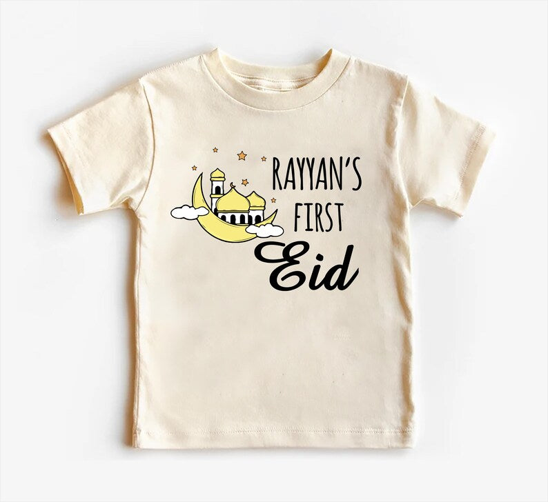 Custom My First Eid Baby Shirt, Muslim Eid Mubarak Outfit for 1st Eid