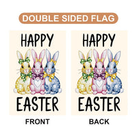 Happy Easter Polka Dot Rabbit Welcome Garden Flag, 12x18 Inch Double Sided, Love Heart Bunny Bow Easter Day Yard Decorations, Bunny Flag