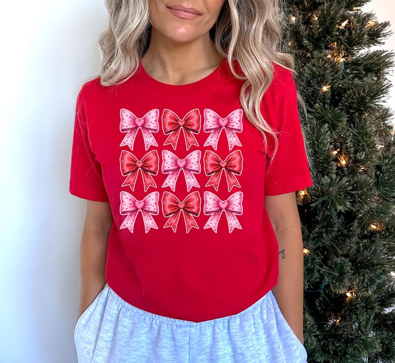 Retro Valentine's Day Short Sleeve T-Shirt, Heart Coquette Shirt