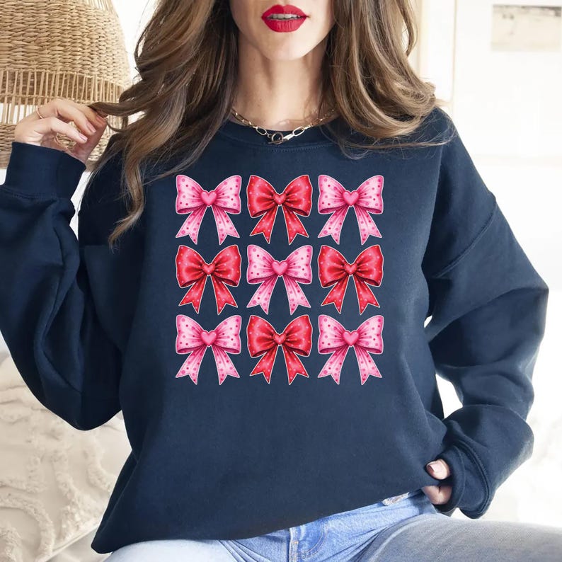Retro Valentine's Day Sweatshirt, Heart Coquette Sweatshirt