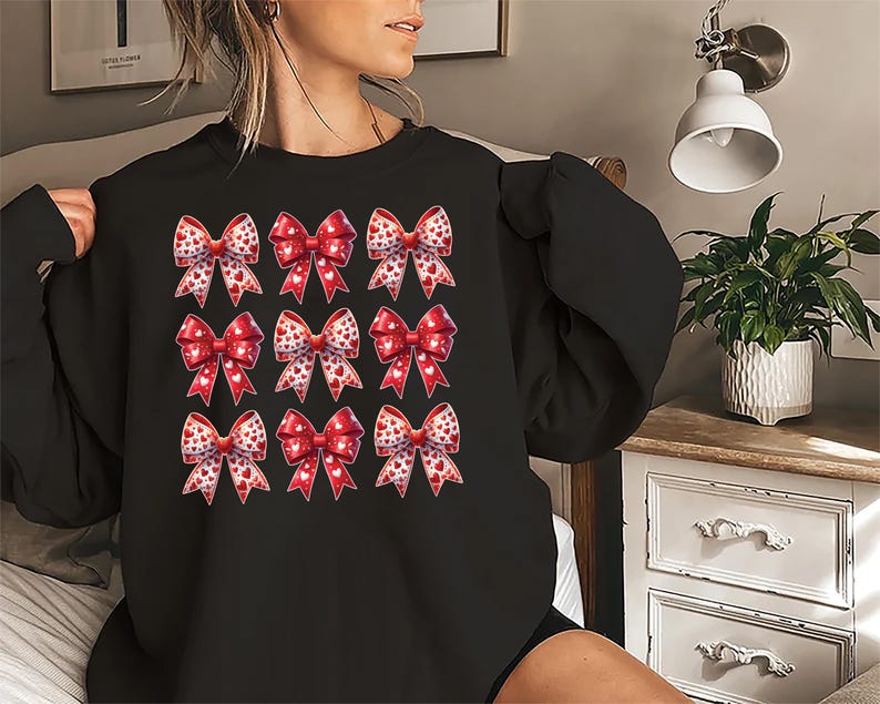 Retro Valentine's Day Sweatshirt, Heart Coquette Sweatshirt