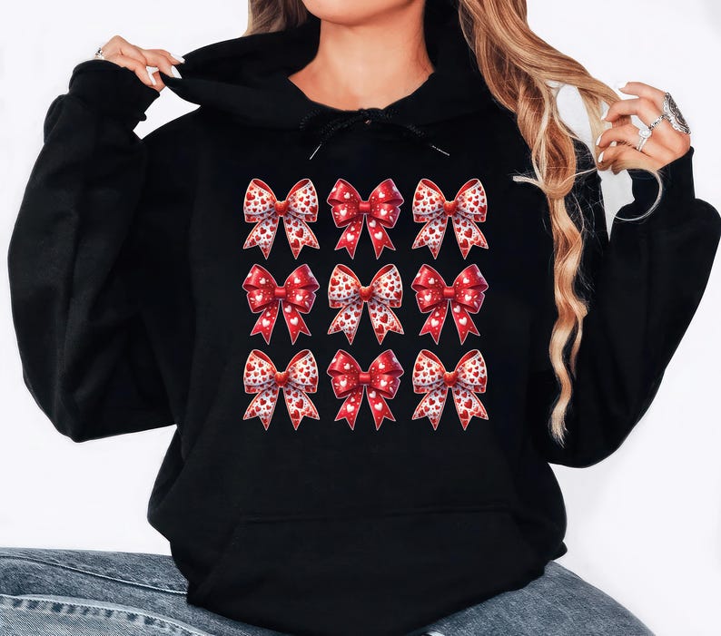 Retro Valentine's Day Hoodie, Heart Coquette Hoodie
