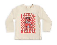 I Steal Hearts Baby Bodysuit, Cute Valentine Day Kids Outfit