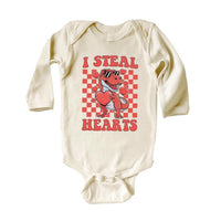 I Steal Hearts Baby Bodysuit, Cute Valentine Day Kids Outfit