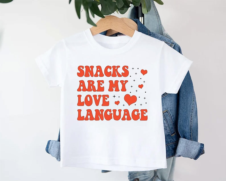 Snacks Are My Love Language Baby Sweatshirt, Cute Valentine Day Kids Outfit