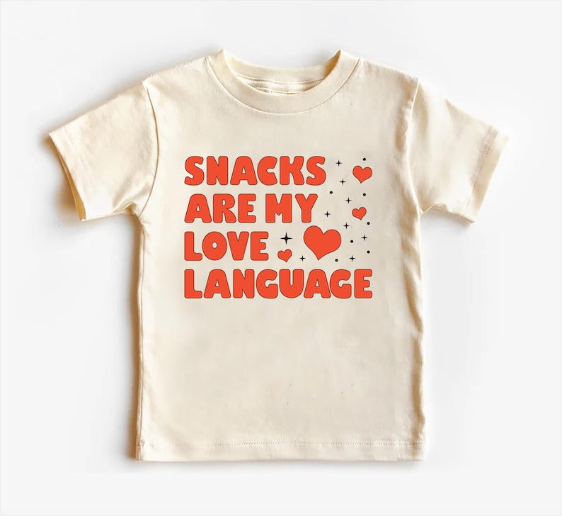 Snacks Are My Love Language Baby Sweatshirt, Cute Valentine Day Kids Outfit