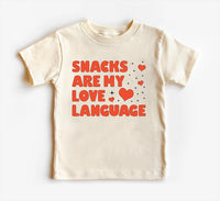 Snacks Are My Love Language Baby Sweatshirt, Cute Valentine Day Kids Outfit