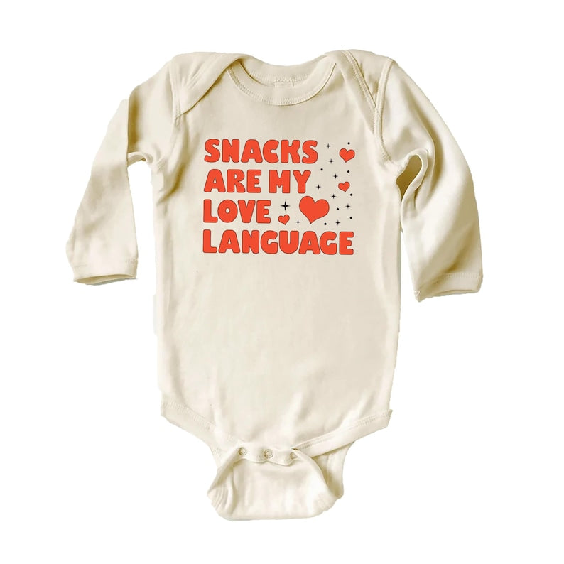 Snacks Are My Love Language Baby Sweatshirt, Cute Valentine Day Kids Outfit